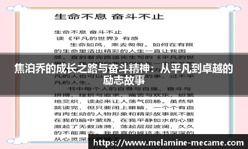 焦泊乔的成长之路与奋斗精神：从平凡到卓越的励志故事